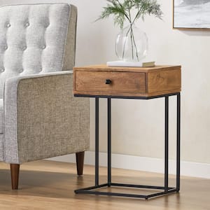 Drouin Natural and Black C-Shaped Side Table