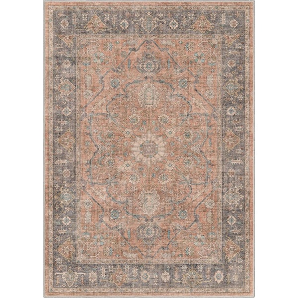 Well Woven Coral 5 ft. 3 in. x 7 ft. 3 in. Apollo Antigua Vintage Persian Oriental Area Rug