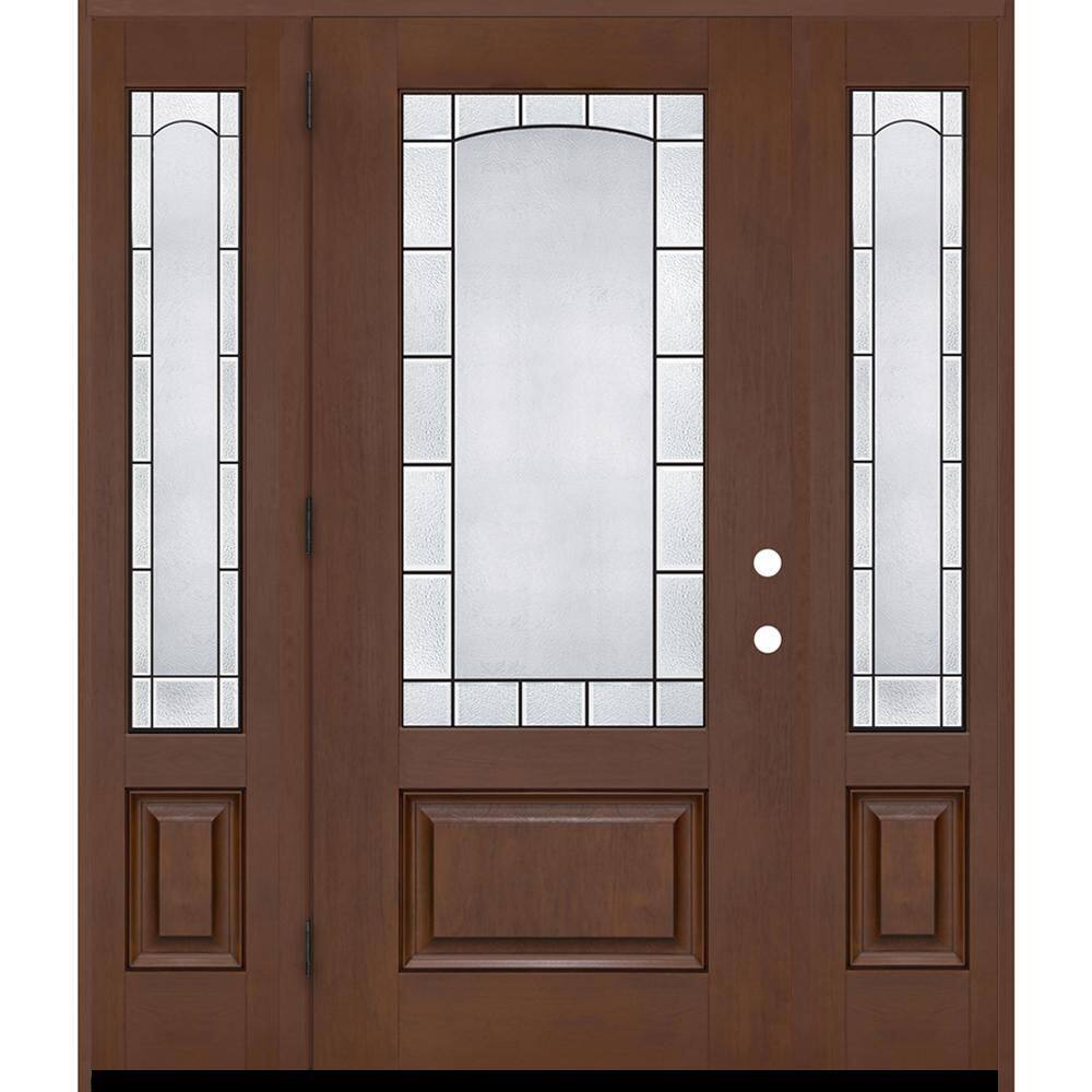 Regency 64 in. x 80 in. 3/4L Empire Decorative Glass RHOS Chestnut Fiberglass Prehung Front Door w/12in-SLs 4-9/16 price history on PriceWatchPro