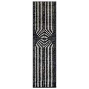 World Rug Gallery Contemporary Arch Design Area Rug Black 2 ft. 3 in. x ...