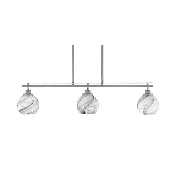 Monroe 3-Light Brushed Nickel, Billiard Light, Any room with 5.75 in. Onyx Swirl Glass Shades no bulbs included