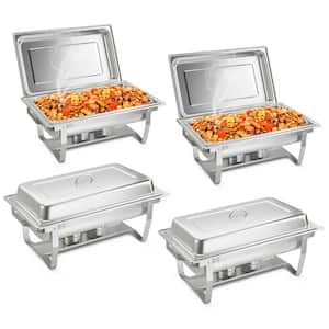 9 qt. Silver Stainless Steel Chafing Dish Buffet Set Chafers with Food Pans (4-Pack)