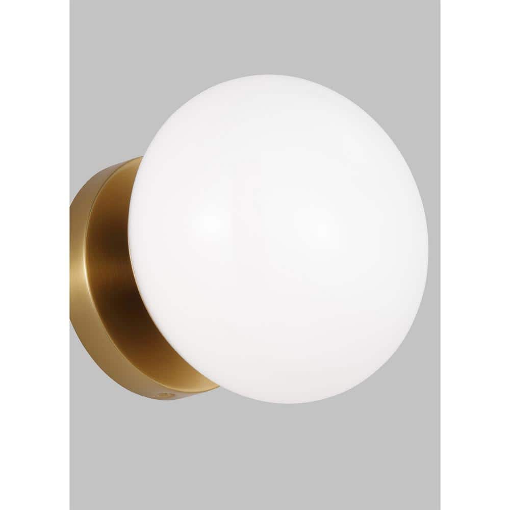 Burnished Brass Dimmable Sconce with Milk White Glass Shade