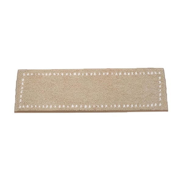 Beige 8 in. x 30 in. Plush Stair Tread Cover Set of 15, Non-Slip and Washable for Wooden Steps