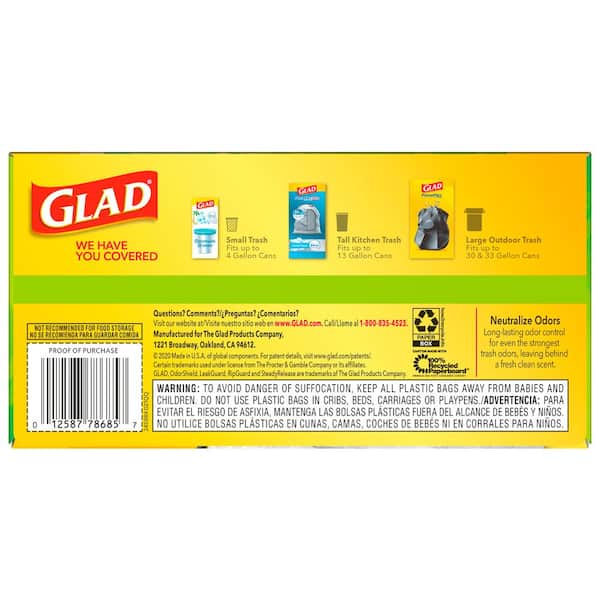 Glad® ForceFlex Tall Kitchen Drawstring Trash Bags, 13 Gallon, Grey, Box Of  100