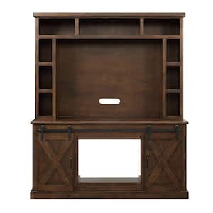 Aksel 19 in. Walnut Entertainment Center Fits TV's up to 58 in. with Fireplace