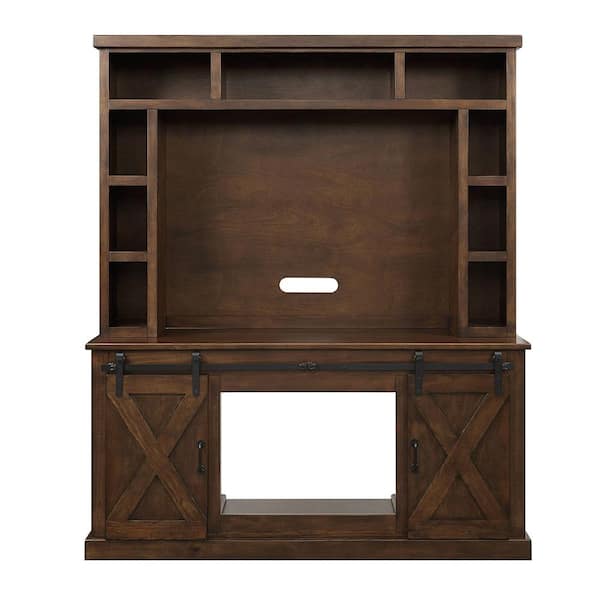 Acme Furniture Aksel 19 in. Walnut Entertainment Center Fits TV's up to 58 in. with Fireplace