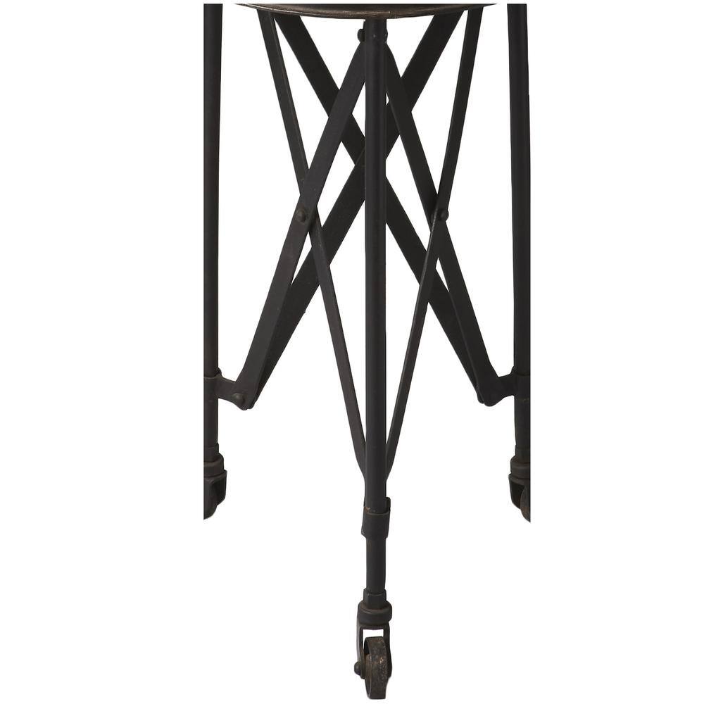 Costigan 15'' Round Black Metal & Wood Industrial Accent Table