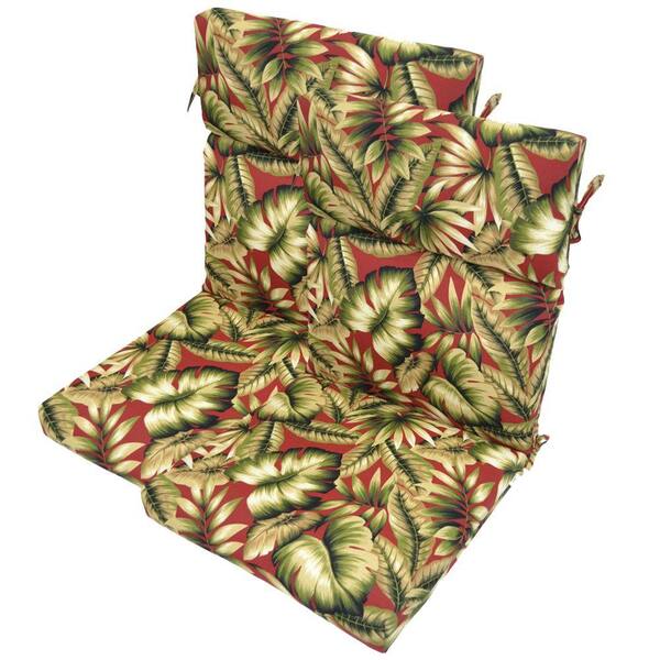 Plantation Patterns Chili Leaves High Back Outdoor Chair Cushion (2-Pack)-DISCONTINUED