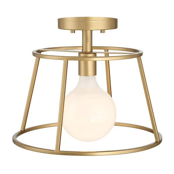 Hampton Bay Rustin 13 in. 1-Light Vintage Gold Round Open