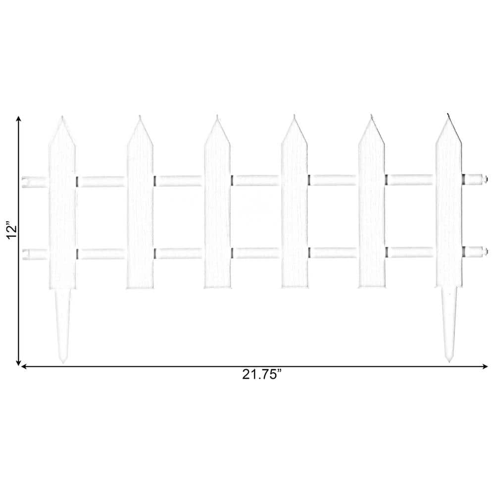 White Vinyl Garden Picket Fence Panel, 12 x 21.75 Inches
