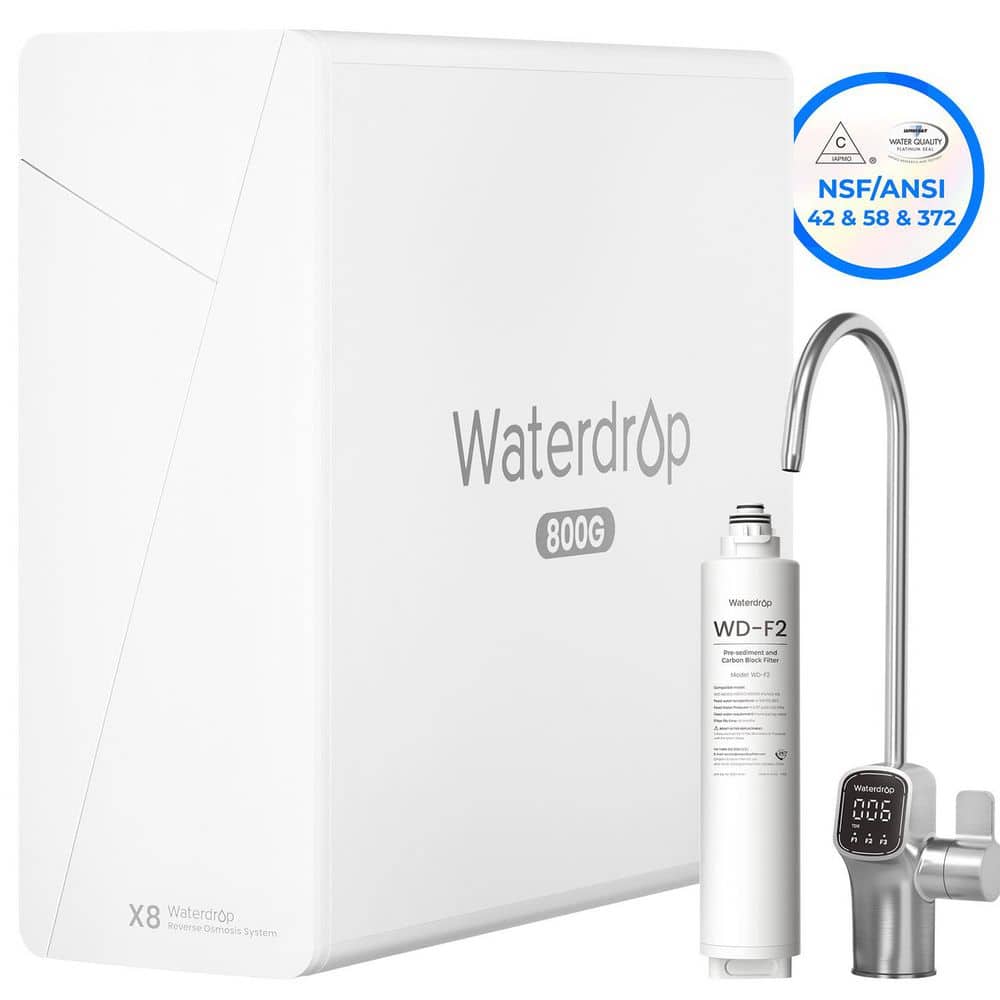 X8-Basic Reverse Osmosis System, NSF/ANSI 42&58&372 Certified, 800 GPD, 9-Stage, 2:1 Pure to Drain, Extra F2 Filter