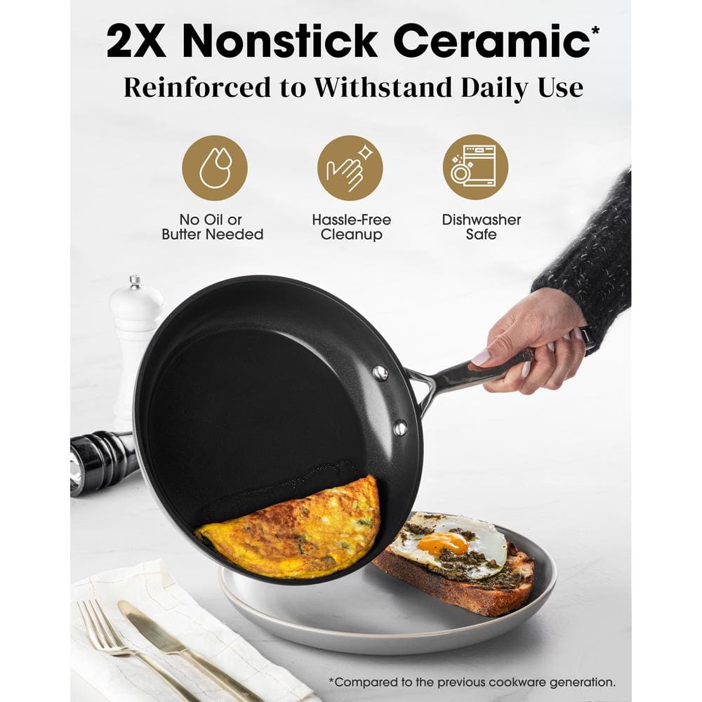 11-Piece Black Anodized Nonstick Stainless Steel Cookware Set