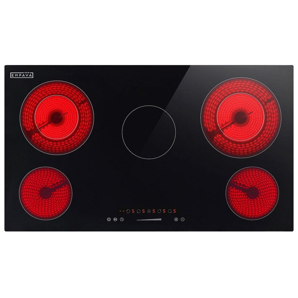 36 in. ETL-Certified 5 EGO Heating Elements Electric Radiant Cooktop 240V 7700W Built-In Stove in Black