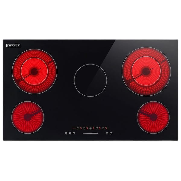 36 in. ETL-Certified 5 EGO Heating Elements Electric Radiant Cooktop 240V 7700W Built-In Stove in Black