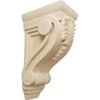 3-3/4 in. x 2-5/8 in. x 6-5/8 in. Unfinished Wood Lindenwood Small Fig Leaf Corbel