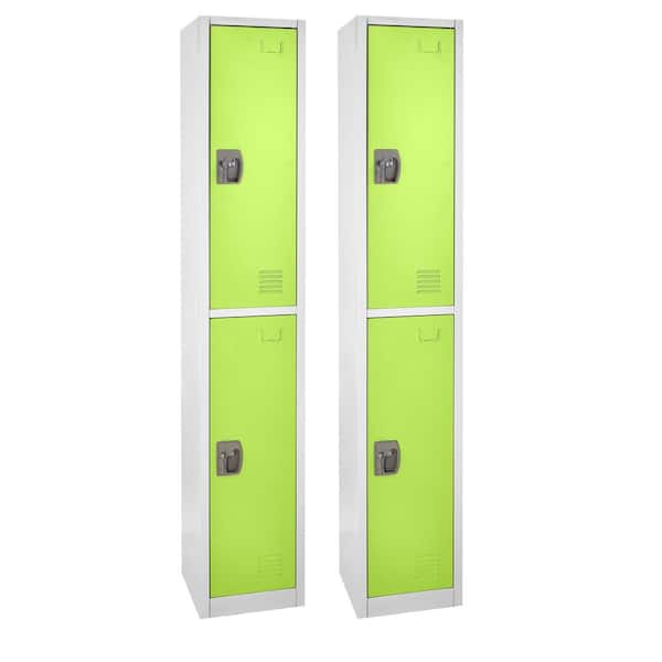 629-Series 72 in. H 2-Tier Steel Key Lock 2-Shelf Storage Locker Free Standing Cabinets in Green (2-Pack)