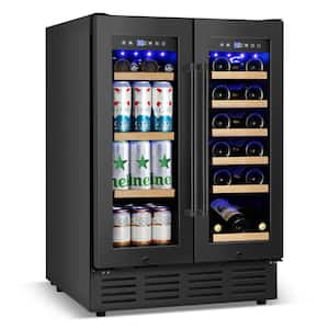 23.5 in. Dual Zone 18-Wine Bottles and 68-Cans Beverage & Wine Cooler in Black with Safety Locks and Keys