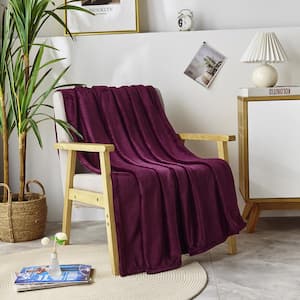 Purple Fleece 50 in. x 60 in. Throw Blanket