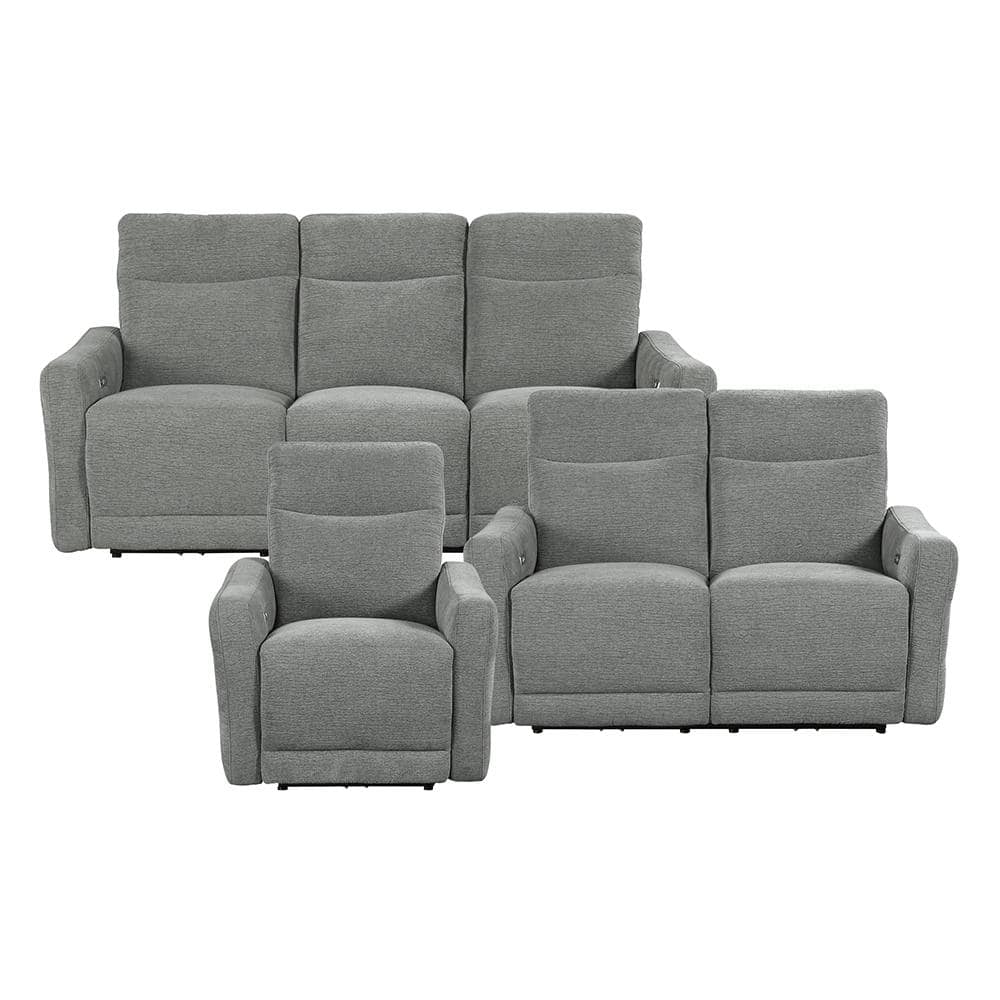Cameron 78 in. W. Straight Arm Chenille Rectangle 3-Piece Power Reclining S