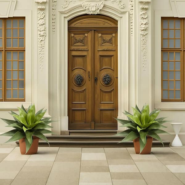 26 in. Artificial Agave Plants with Ground Spike Fake Plants Faux Agave Plant for Outdoor/Indoor Decor (Set of 2)