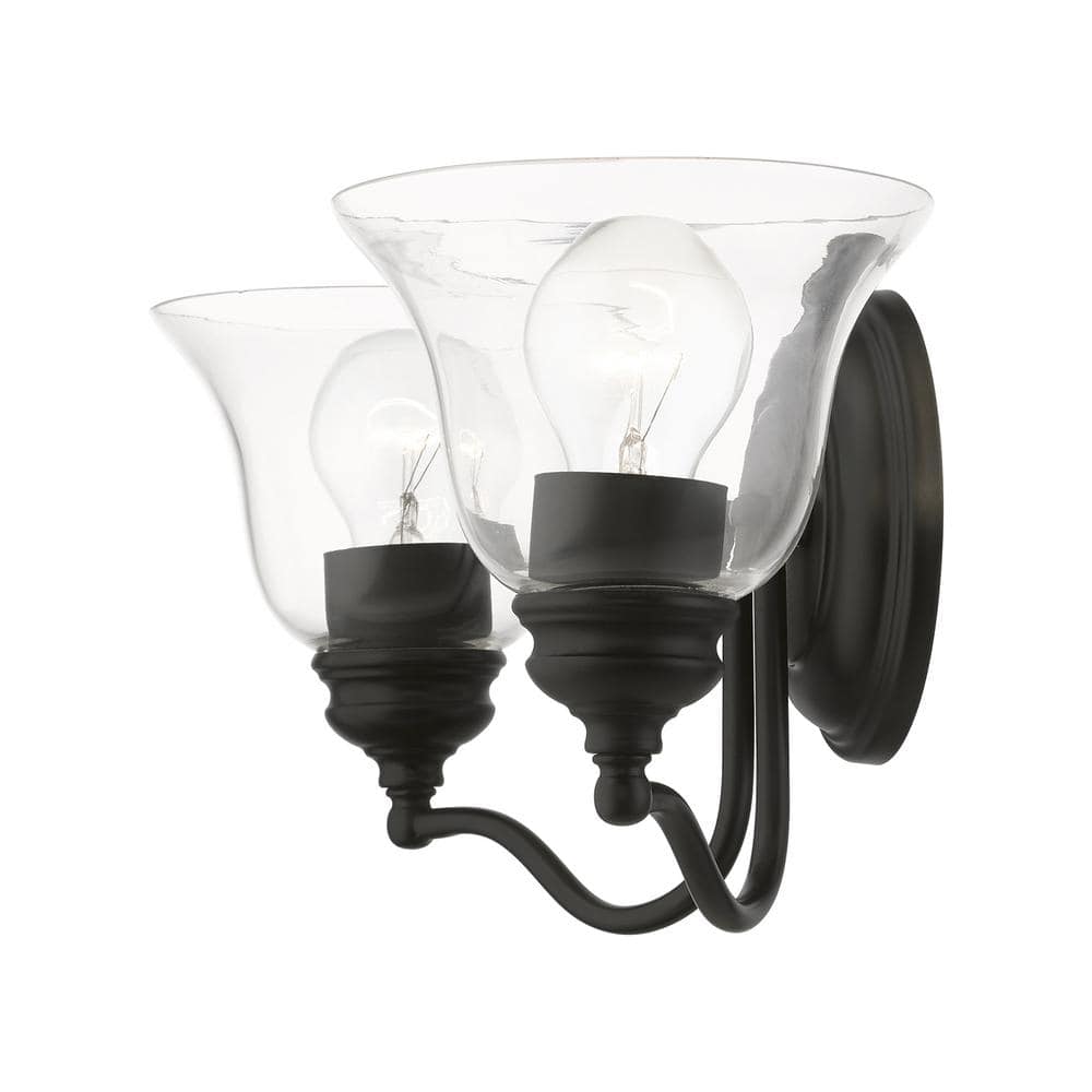 Black Hand Blown Glass 2-Light Vanity Sconce