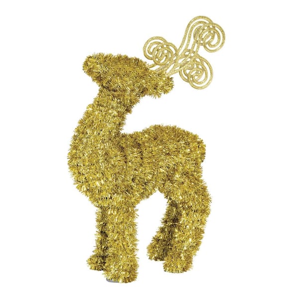 Amscan 11.75 in. Gold Tinsel Christmas 3D Gold Tinsel Deer (2-Pieces)