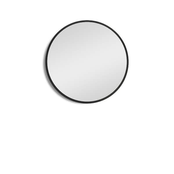 Unbranded 24 in. W x 24 in. H Black Metal Framed Recessed/Surface Mount Medicine Cabinet with Mirror