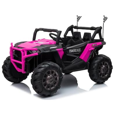 12-Volt Ride-On Truck Car Battery-Powered Kids Electric SUV with MP3/3 Speeds/LED Lights/Bluetooth, Pink