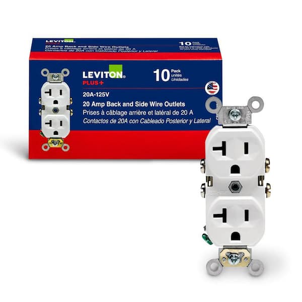 20 Amp 125 V Commercial Grade Duplex Outlet/Receptacle, White (10-Pack) CBR20-WMP