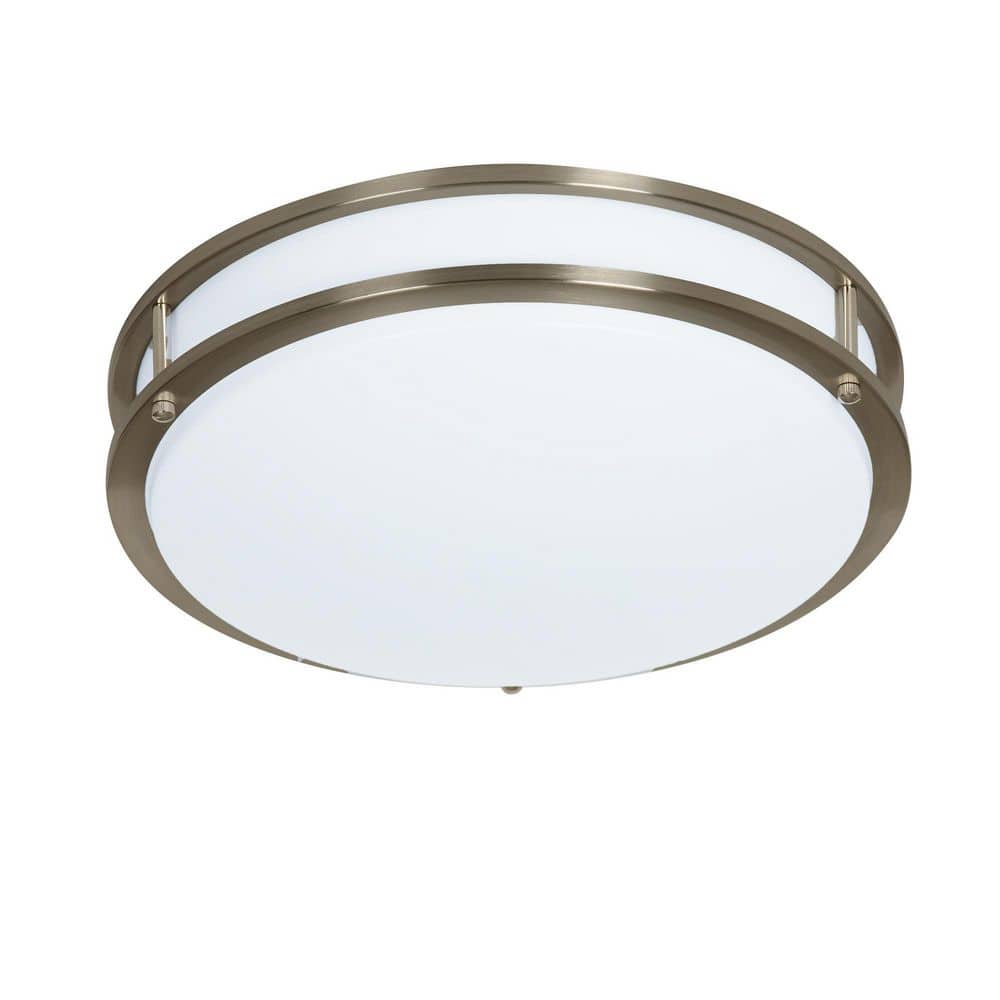 14" Brushed Nickel LED Energy Star Drum Flush Mount Light