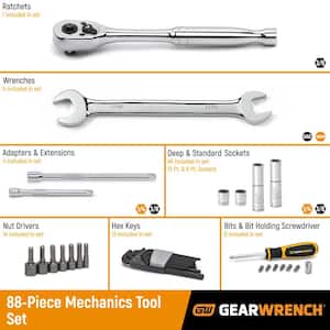 1/4 in. and 3/8 in. Drive SAE/Metric Mechanics Tool Set (88-Piece)