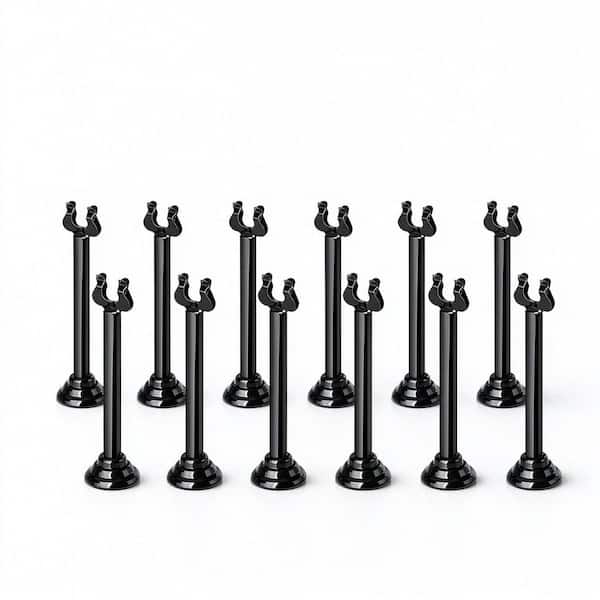 4 in. W x 4 in. H Black Stainless Steel Table Place Card Number Holder with Zinc Alloy Base (Set of 12)