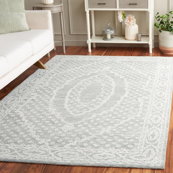 Ebony Ivory/Gray 8 ft. x 10 ft. Bordered Area Rug