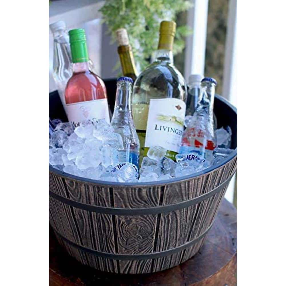 16 Inch Aged Oak Resin Whiskey Barrel Planter