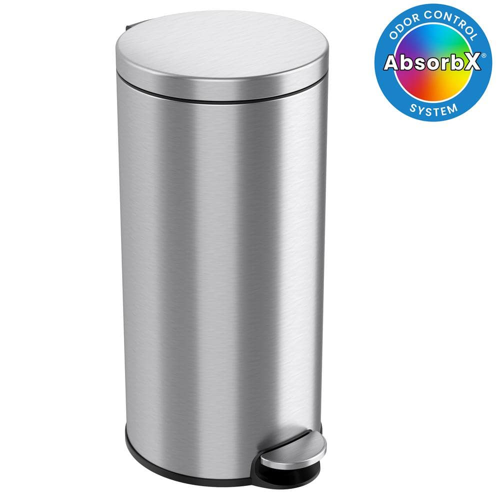Brushed Stainless Steel 8 Gallon Step Pedal Trash Can