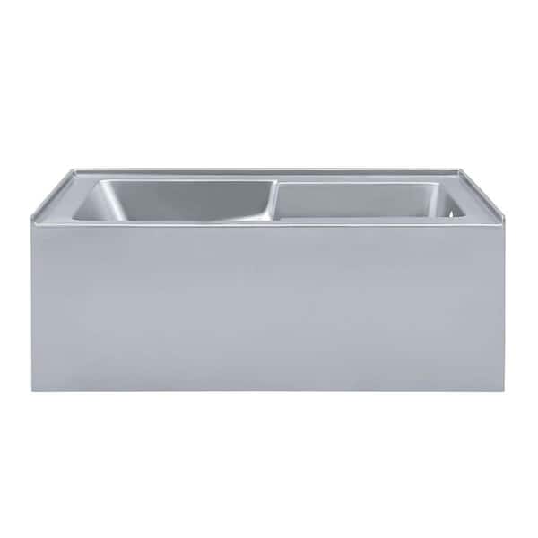 Voltaire 60 in. x 32 in. Soaking Bathtub with Right-Hand Drain in Gray Matte