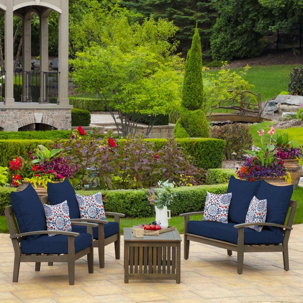 Sapphire Blue Outdoor Deep Seat Cushion Set