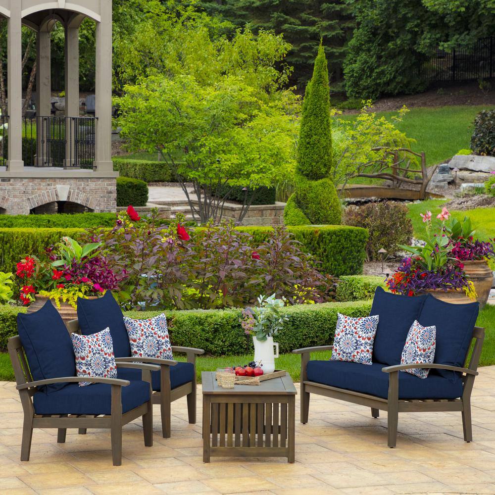 Sapphire Blue Outdoor Deep Seat Cushion Set