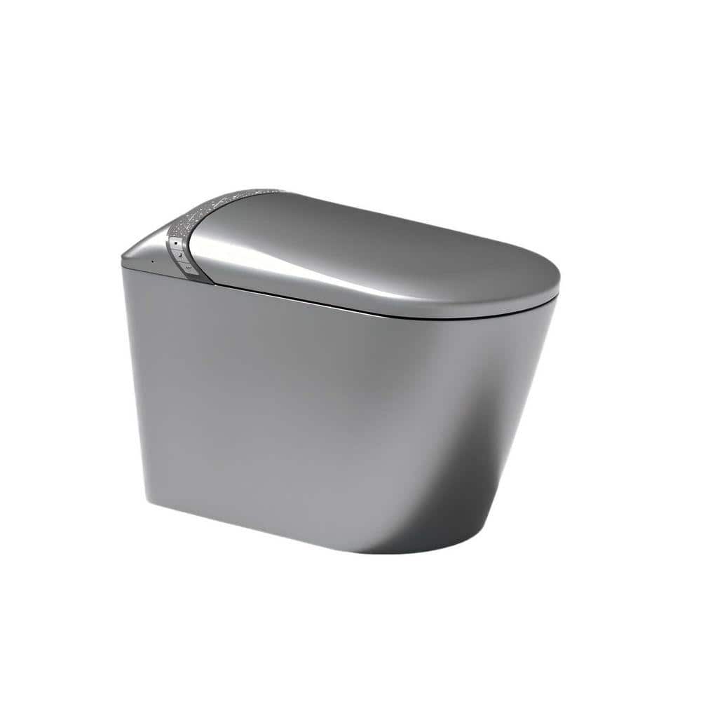 Flynama Night Light Round Smart Toilet with Built-In Bidet, Modern Bathroom Design, Auto Open/Close, Foot Sensor, LED Display