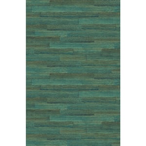 60.75 sq. ft. Phthalo Green Husky Banana Embossed Vinyl Unpasted Wallpaper Roll