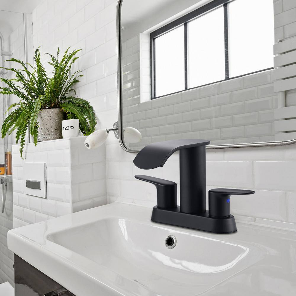 Matte Black Stainless Steel Double Handle Bathroom Faucet