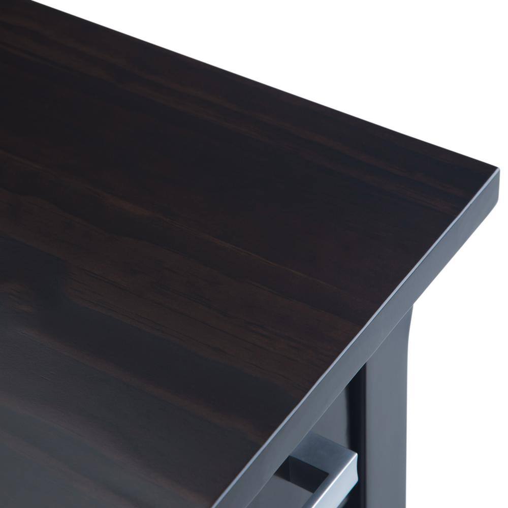 Hickory Brown Wood and Metal Narrow Side Table with Storage