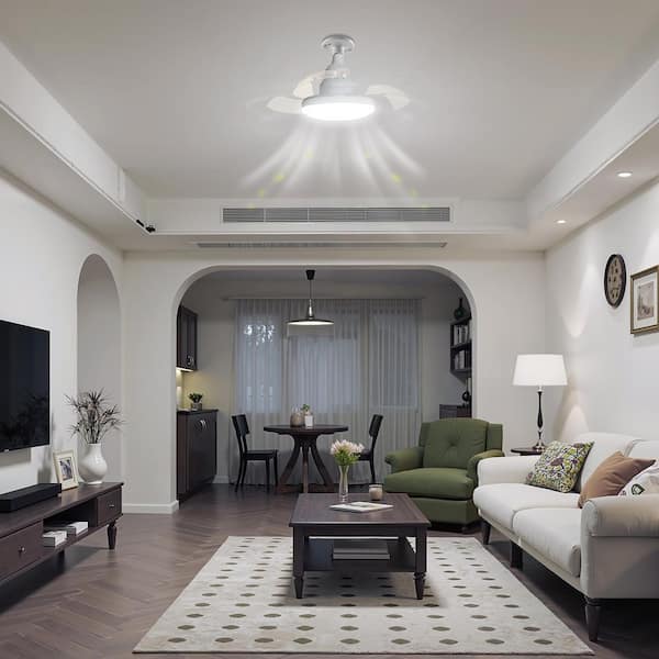 16 in. White Smart Flush Mount Ceiling Fan with Light, APP and Remote Controlled Bladeless Design for Bedroom or Office