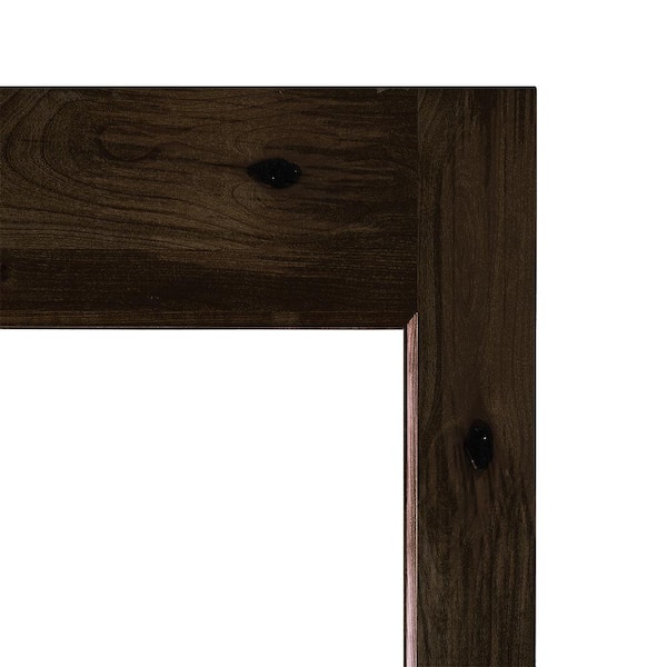 DIY 36 in. x 80 in.LeftHand Full-Lite Clear Glass Black Stain Knotty Alder Wood Front Door Kit w/ Quick Assemble Jamb