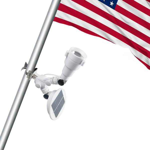 Justincity IP65 Waterproof Solar Flag Pole Light ABS Adjustable Bracket and Metal Clamp Fits 1-1.5" Diameter 360° Adjustable Light