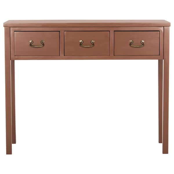 SAFAVIEH Cindy 40 in. 3-Drawer Brown Wood Console Table