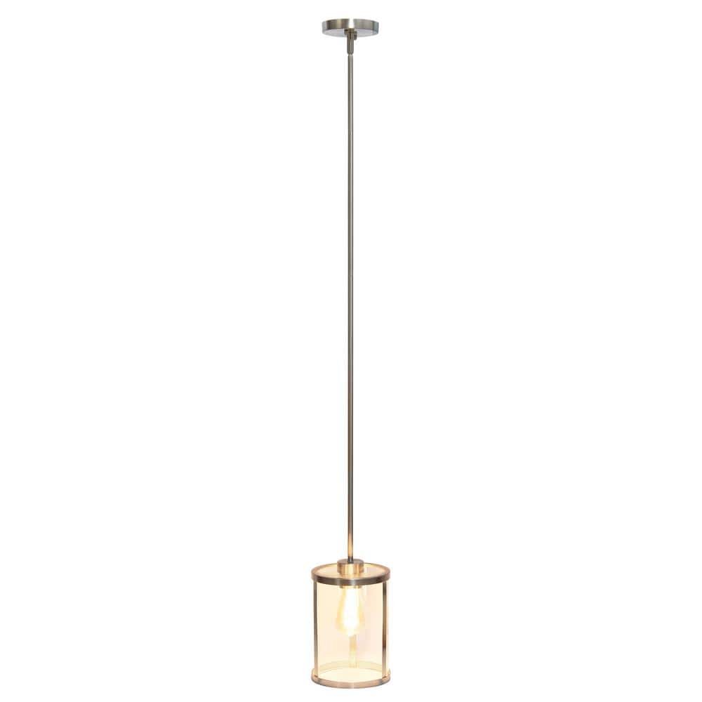 Brushed Nickel Adjustable Farmhouse Glass Pendant Light