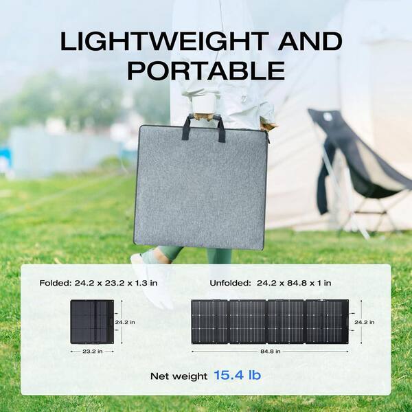 Vrbgify 220W Portable Solar Panel with Adjustable Kickstand, IP68