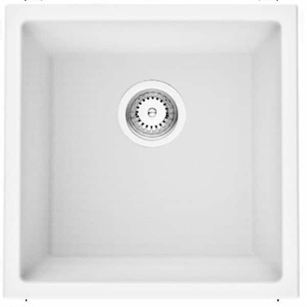 White Granite Composite 17 in. W Single Bowl Undermount Kitchen Sink ...